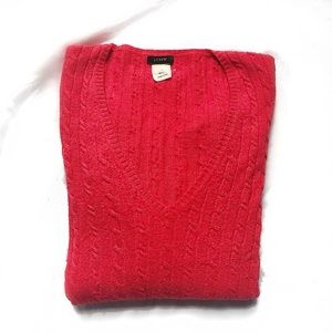 J. Crew Red Cable Knit Sweater